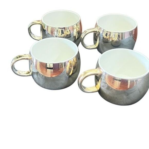 Starbucks Rare 2013 Gold Mirrored 14oz Coffee Mug Cup Set of Four - Picture 1 of 5
